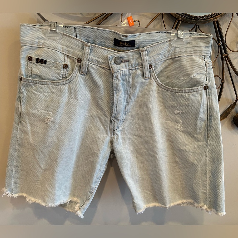 NWOT Polo Ralph Lauren Blue Jean Shorts Distressed Vintage Look 100% Cotton